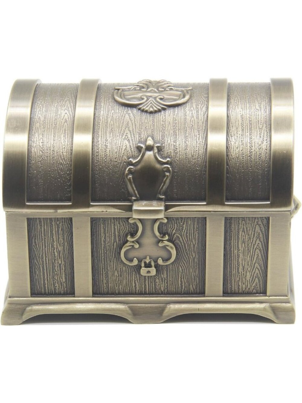 Vintage Metal Treasure Chest Jewelry Box - Medium Trinket Case for Girls & Women